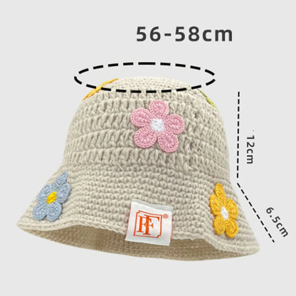 Hook flower Colorful Gradient knittingWoolen Hat Women's