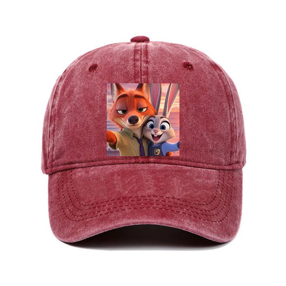 Disney Zootopia Cartoon Anime Retro Print Baseball Cap Judy Nick Sun Hat
