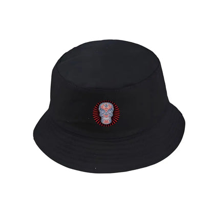 Sugar Skull Bucket Hat Summer Fisherman Hat Cotton Fishing Cap For Men Women