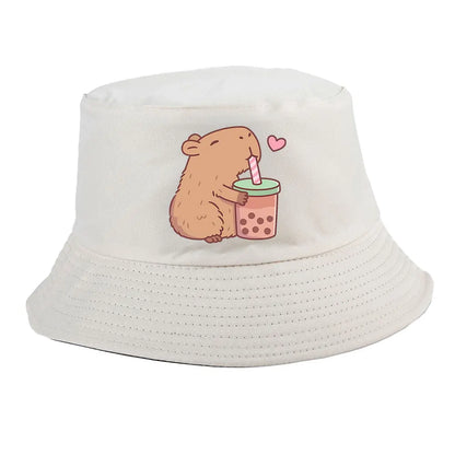 Summer Spring Ladies Cotton Korean Casual Outdoor Sunprotection Capybara Bucket Hat For Men Women