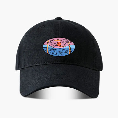 Baseball Cap Palm Tree Sun Ocean Print