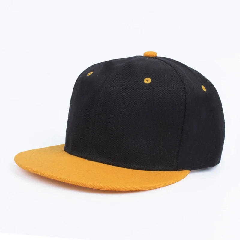 Solid Color Flat Brim Adjustable Hip Hop Men Snapback Cap