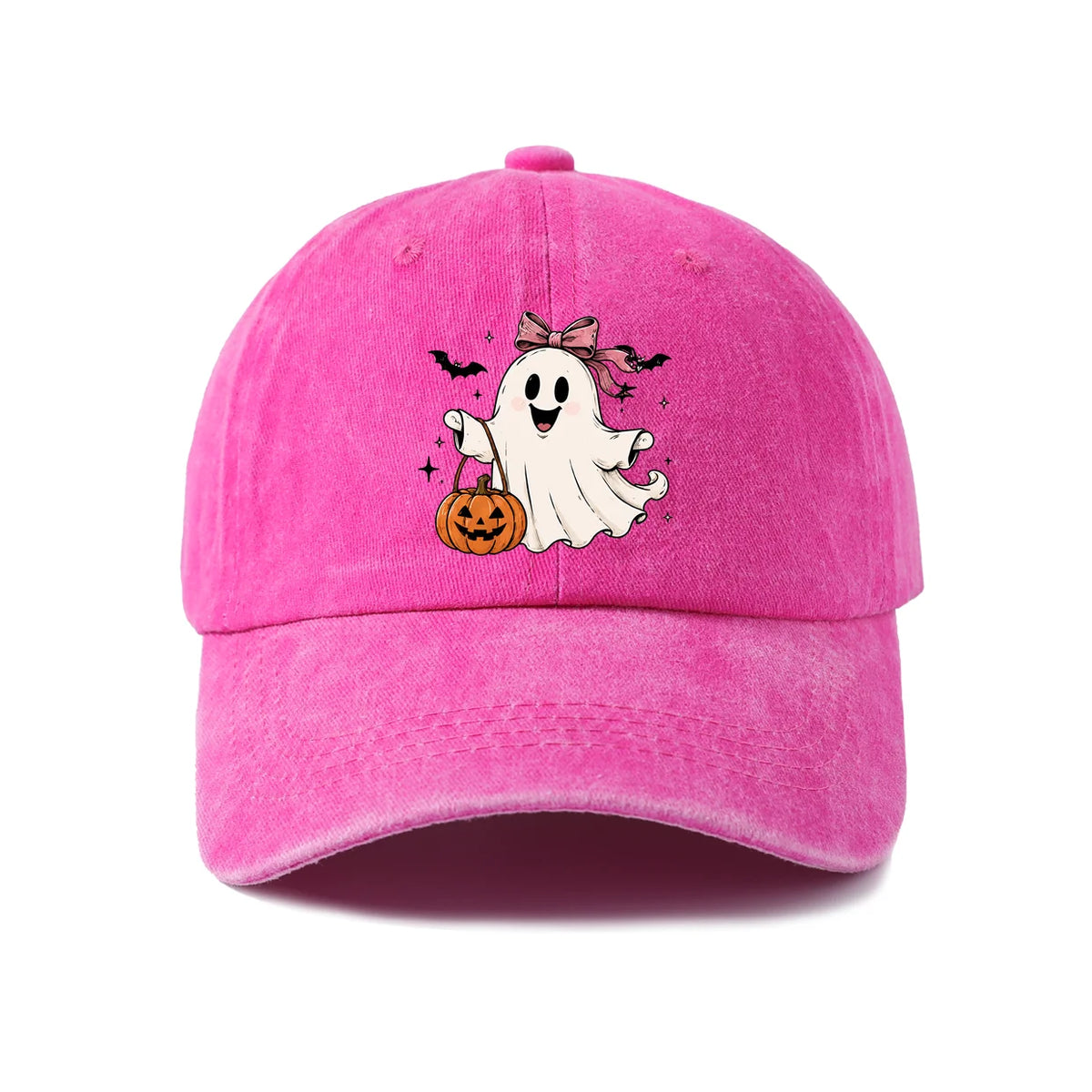 Witch Ghost With Pumpkin Graphic Baseball Cap