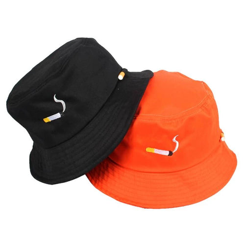 Unisex Cigarette Embroidery Personality Two-Sided Bucket Hats