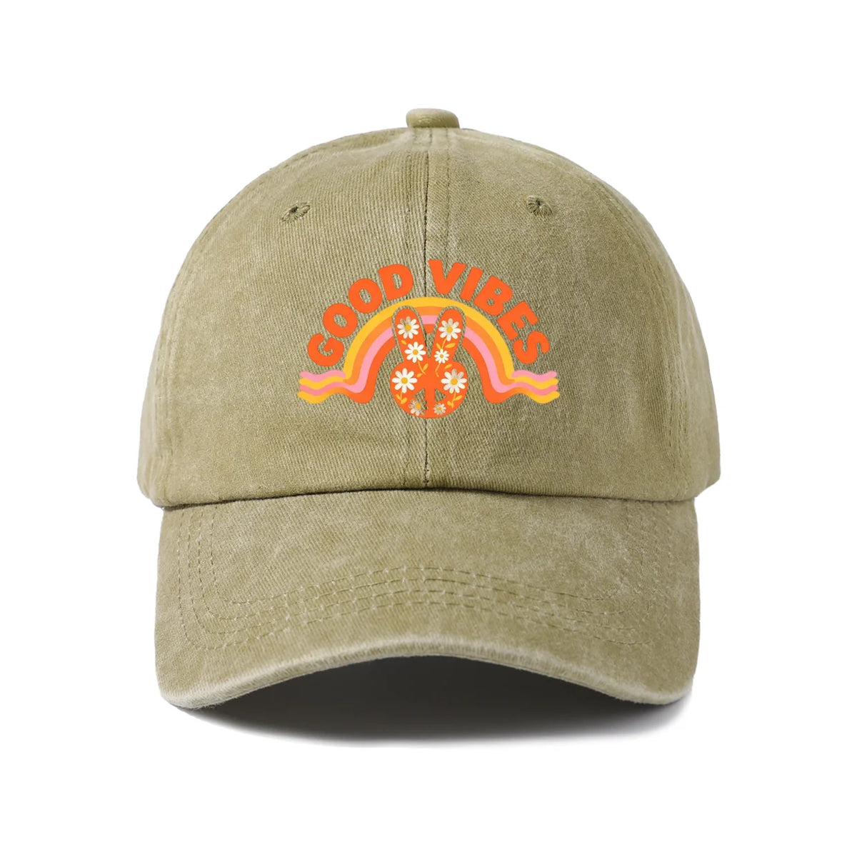 Good Vibes Rabbit Graphic Baseball Cap