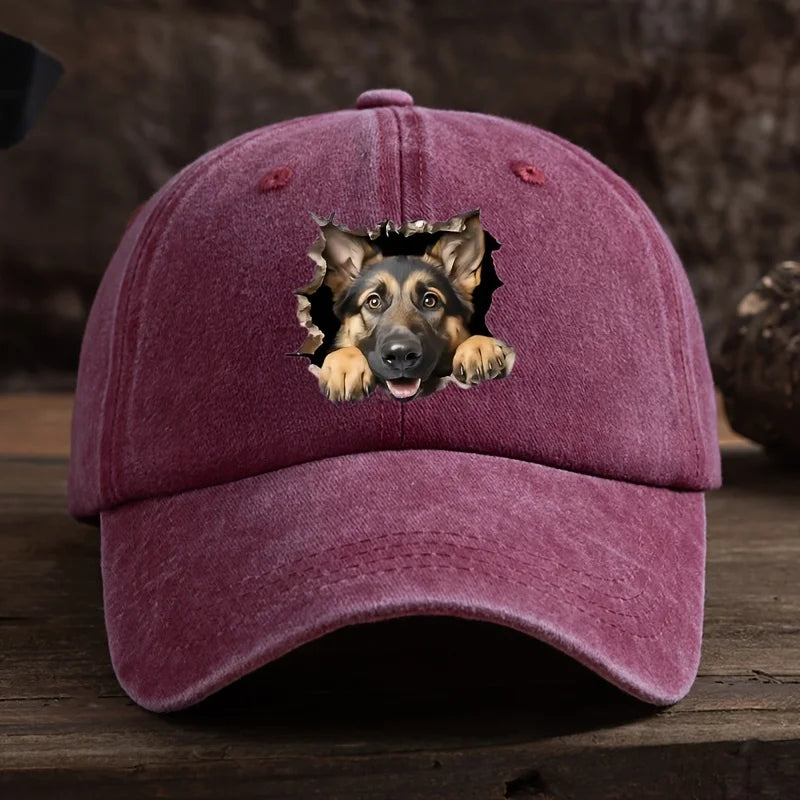 Broken Hole Wolf Dog Print Baseball Cap