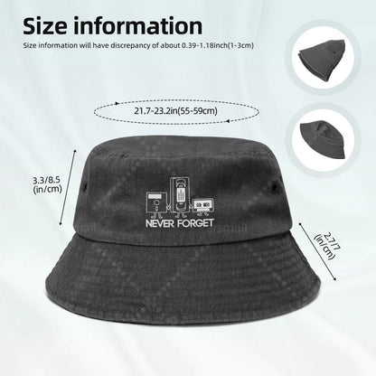 Never Forget Sarcastic Graphic Music Funny Printed Unisex Cotton Bucket Hats
