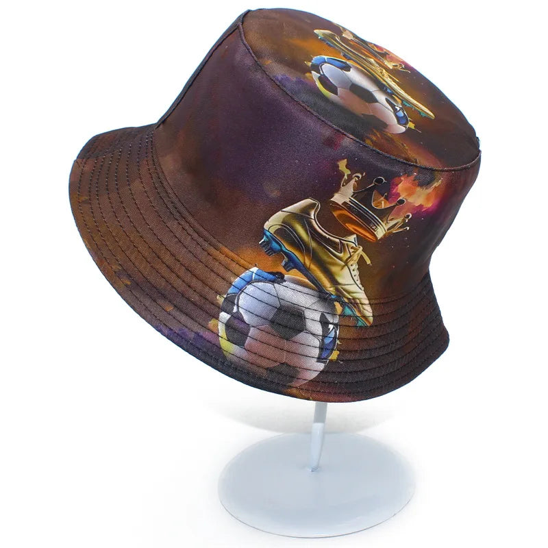 Bucket Hat Unisex Foldable Sun Protection Hat Wide Brim Football Print