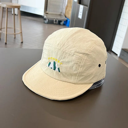 Short Brim Embroidery Baseball Cap