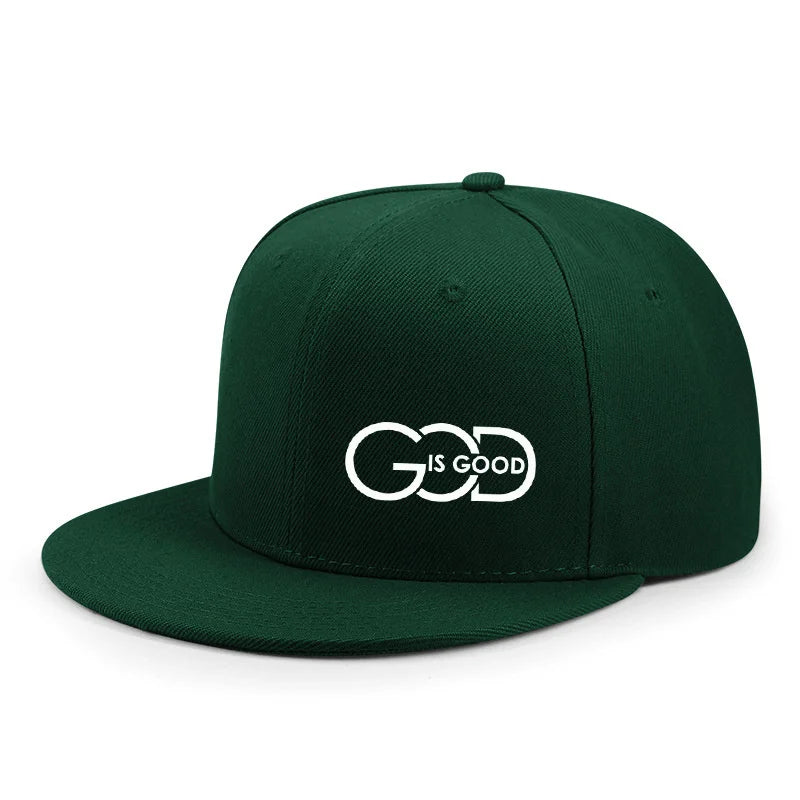 Unisex Adjustable Snapback Cap Street Flat Brim Hat Printed GOD IS GOOD