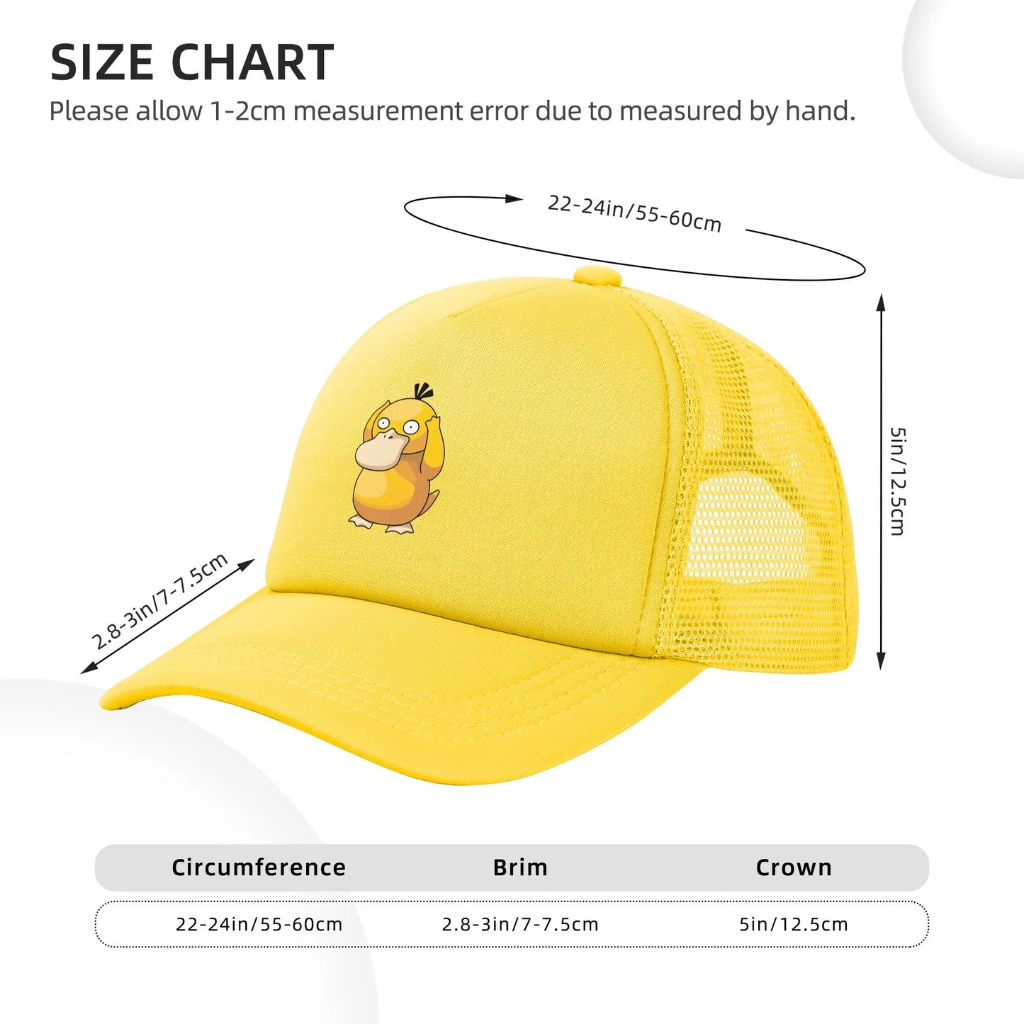 Unisex Psyduck Pokemoned Trucker Hat Mesh Baseball Caps