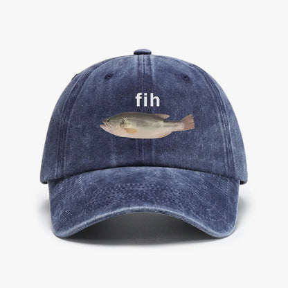 Funny Fih Fish Meme Retro Washed Baseball Cap