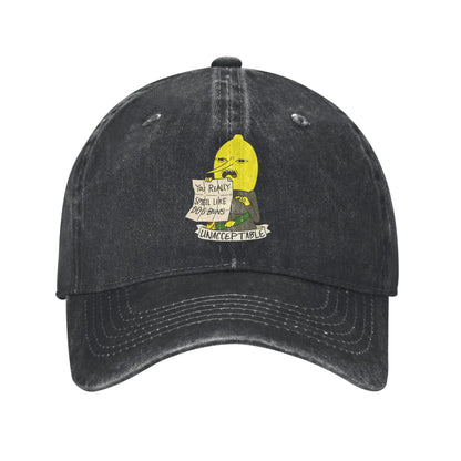 Unisex Lemongrab Printed Hat Fashion Distressed Denim Baseball Cap