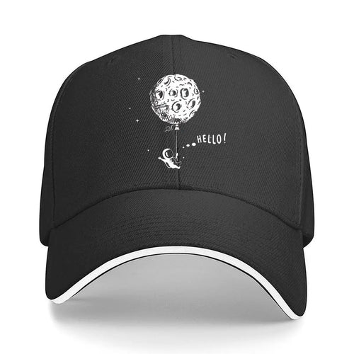 Space Themed Astronaut Moon Balloon Hello Sandwich Baseball Cap