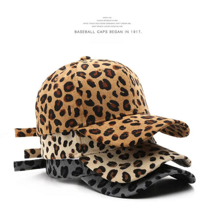 Unisex Leopard Baseball Cap For Women Men's Retro Corduroy Winter Hat