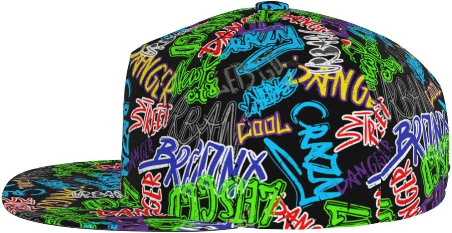 Funny Graffiti Adjustable Snapback Hat for Men Women Unisex Hip Hop Baseball Cap