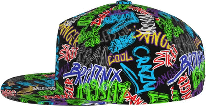 Funny Graffiti Adjustable Snapback Hat for Men Women Unisex Hip Hop Baseball Cap