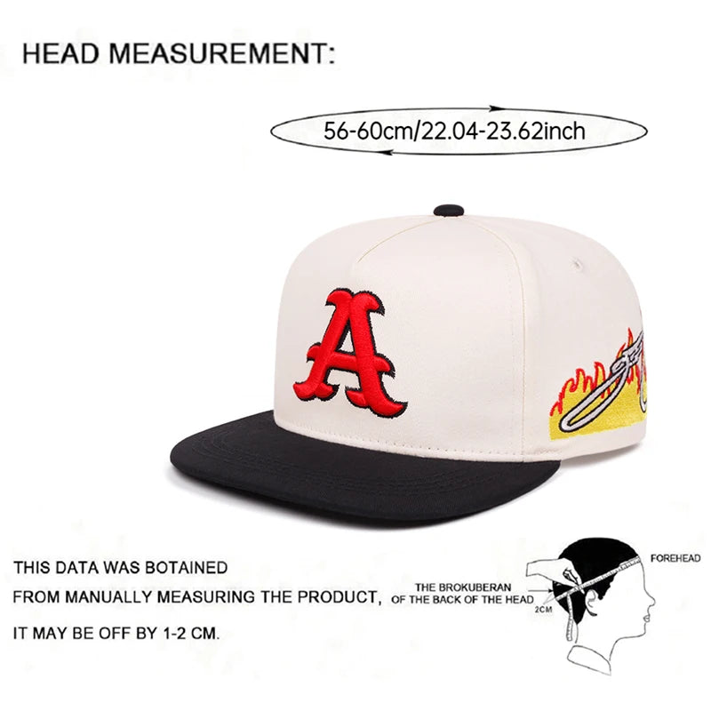 New Flat Edge Hat A Letter Embroidered Street Hip Hop Snapback Caps