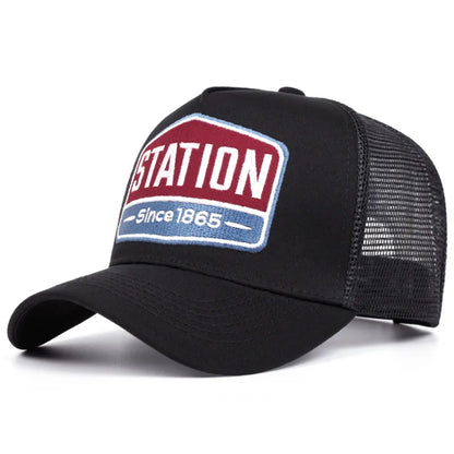 Unisex Baseball Cap Classic STATION Letter Pattern Mesh Cap