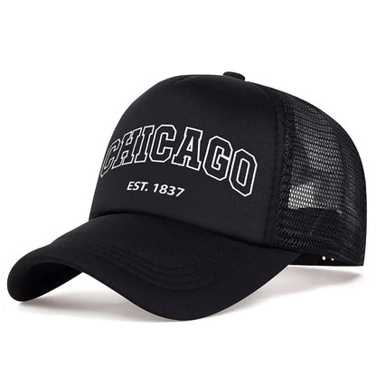 Summer Men Mesh Baseball Cap Outdoor Sport Chicago Letter