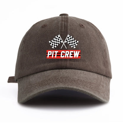 PIT CREW Print Washed Baseball Cap For Adults