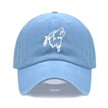 Wolf Embroidered Baseball Cap For Women Men