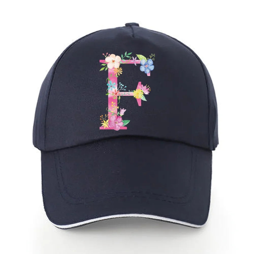 Men Baseball Cap Pure Cotton Adjustable Back Buckle Hat Pink Letter Print