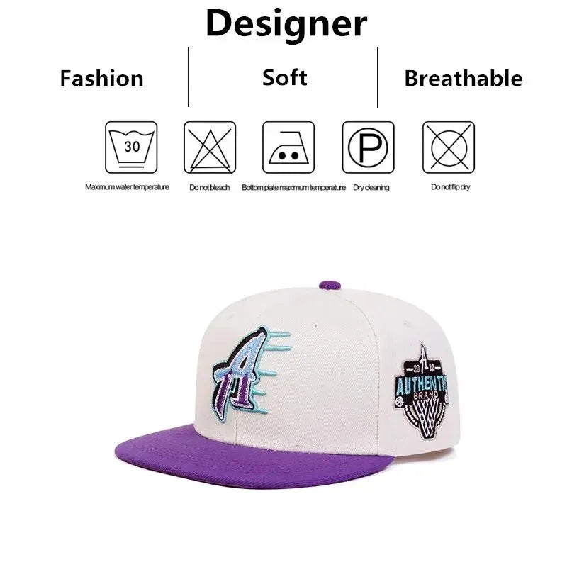 Unisex A Letter Embroidery Side Basketball Hip-hop Hats Snapback Cap