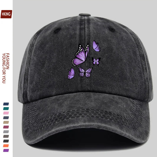 New Simple Versatile Butterfly Print Baseball Cap