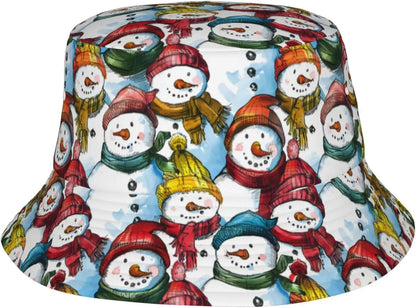 Merry Christmas Theme Bucket Hat Christmas Scenery Cute Sun Hat For Men Women