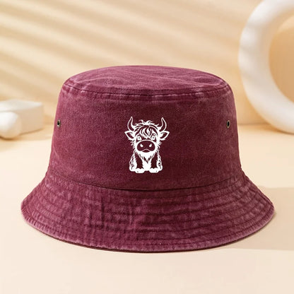 Fashionable And Versatile Scottish Cow Print Bucket Hat