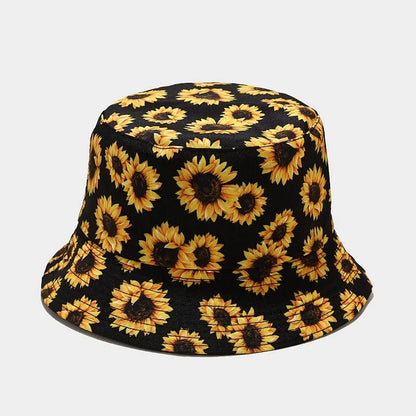 Cotton Flowers Graffiti Print Bucket Hat Fisherman Hat Travel Sun Cap Hats For Men And Women