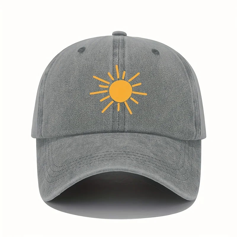 Golden Sun Print Baseball Cap For Both Men And Women