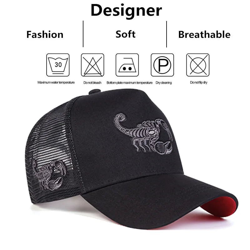 Scorpion Embroidery Baseball Caps