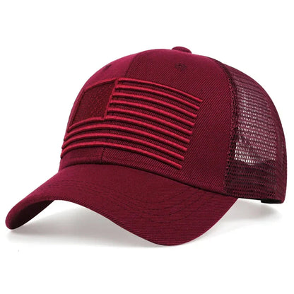 Fashion American Flag Embroidery Baseball Net Caps