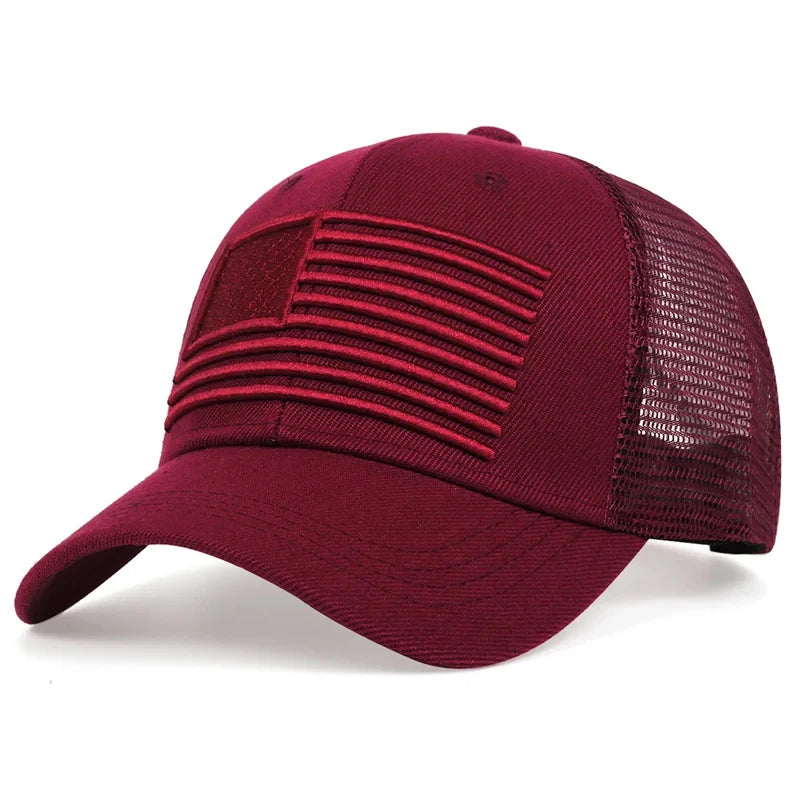 Fashion American Flag Embroidery Baseball Net Caps Spring And Summer