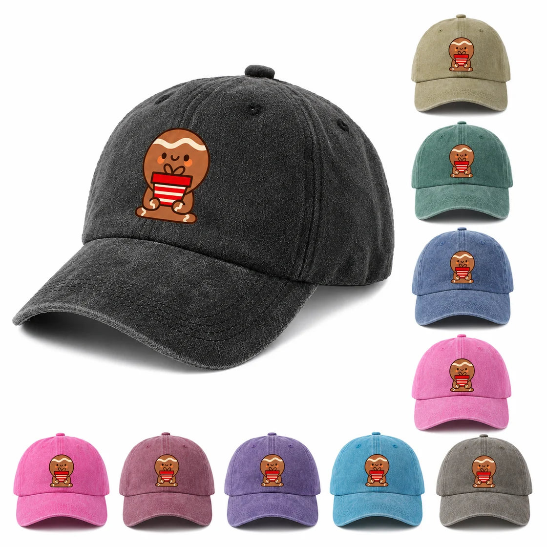 Smiling Gingerbread Man Baseball Cap