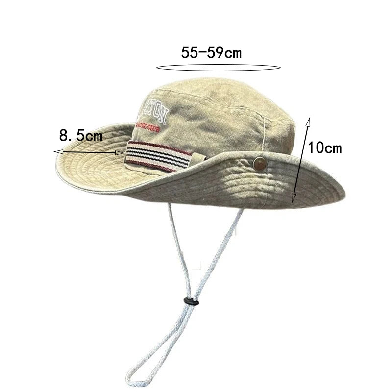 Summer Men Bucket Hat Outdoor Washed Cotton