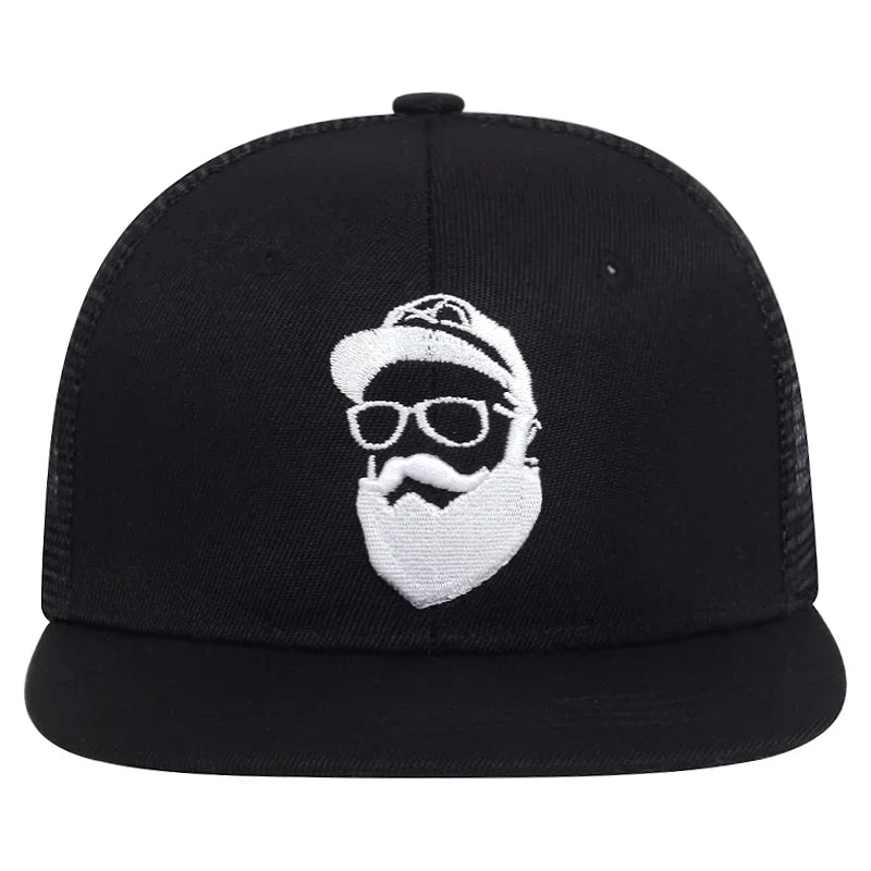 Unisex Old Man Embroidery Hip-hop Net Hats