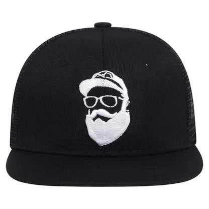 Unisex Old Man Embroidery Hip-hop Net Hats