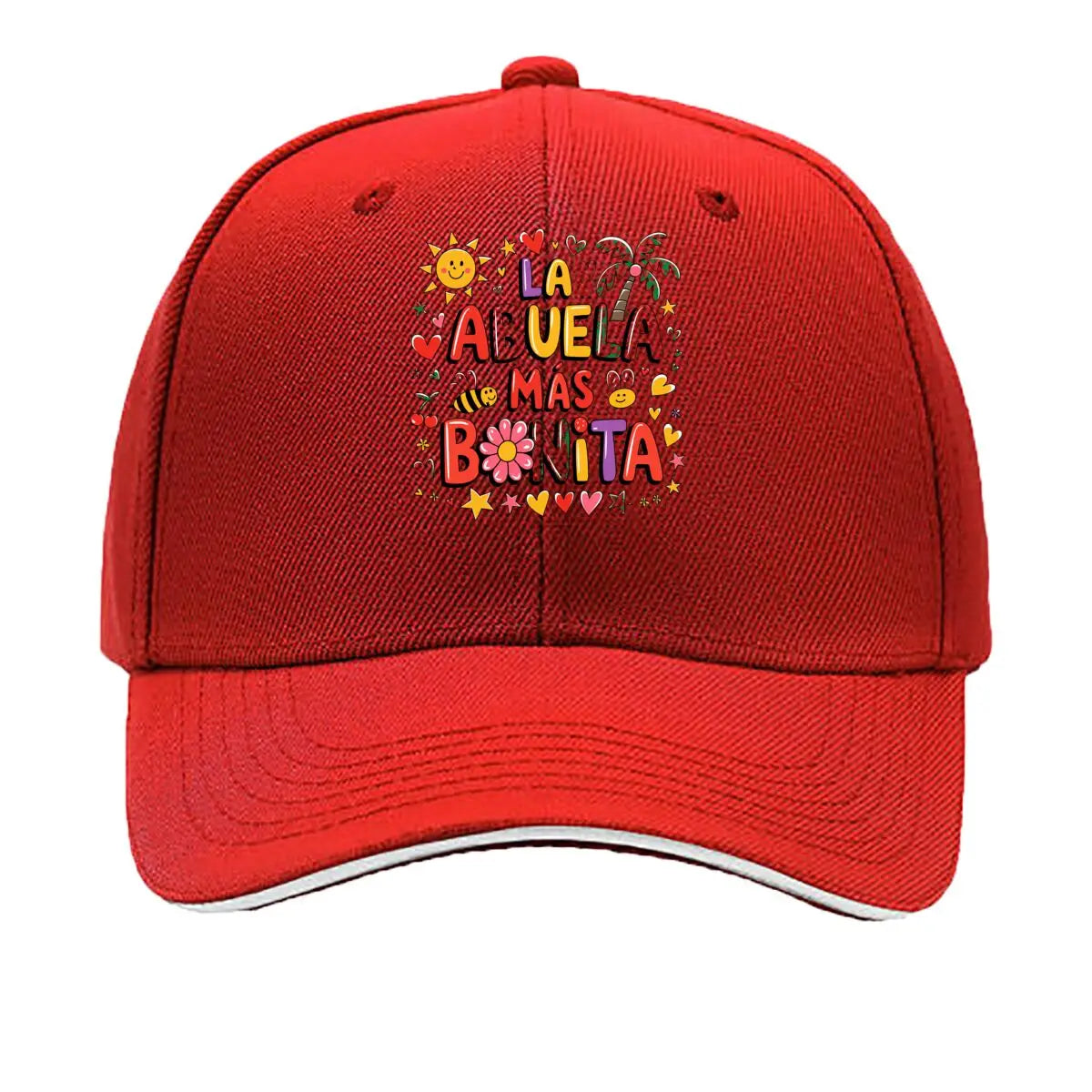 La Abuela Mas Bonita Spanish Grandma Floral Sun Hearts Sandwich Baseball Cap