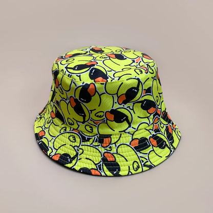 Cartoon Yellow Duck Bucket Hats New Unisex Cute Sunshade Double Sided