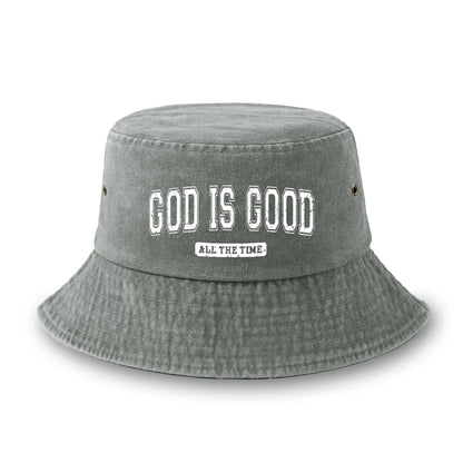 Reversible God Is Good Printed Washed Fisherman Hat Bucket Hat