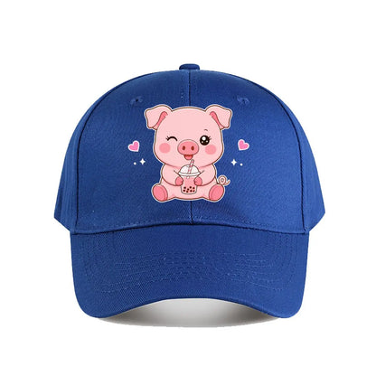 Pink Pig Bubble Tea Baseball Cap