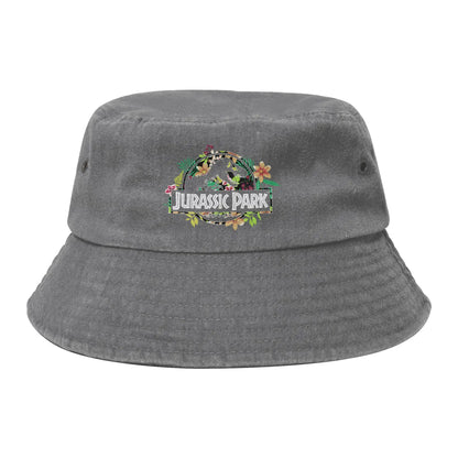 Trendy Jurassic Park Floral Tropical Fossil Logo Bucket Hat