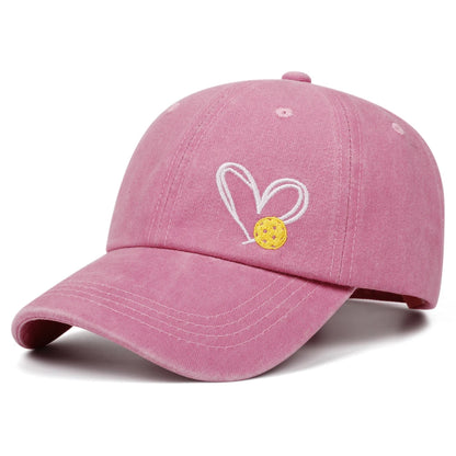 Love Pickleball Hat Washed Retro Embroidery Baseball Caps