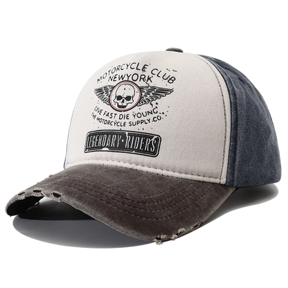 New Punk Motorcycle Cap Casquette Femme Skull Print 5 Panel Baseball Hat Hip Hop New York