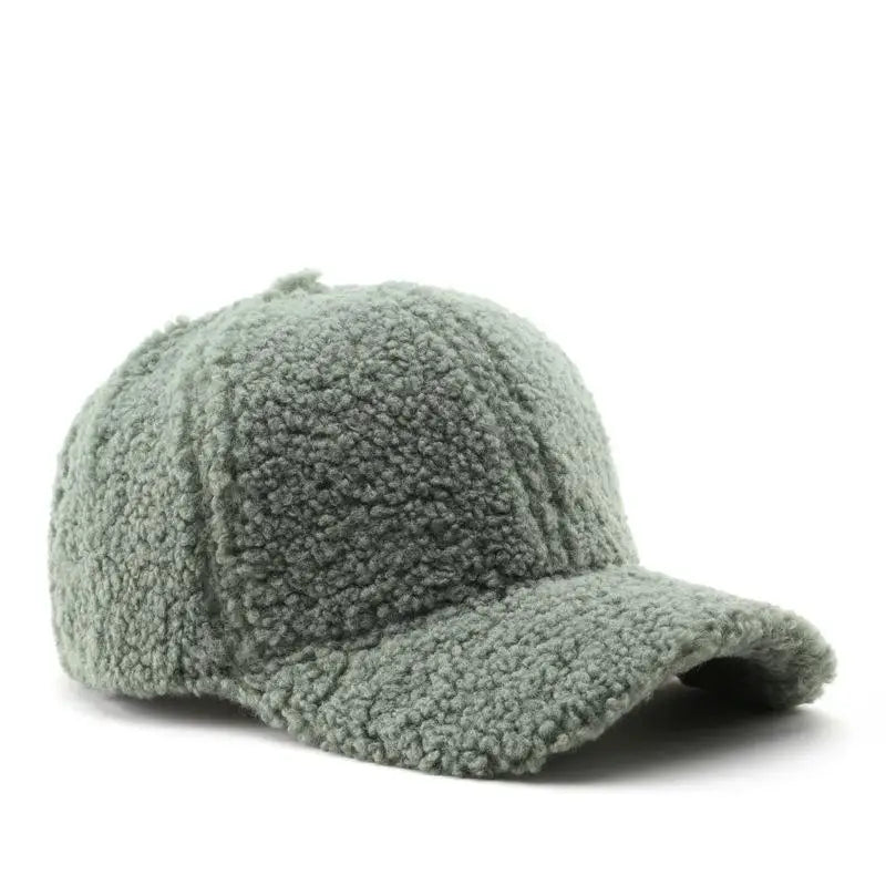 Autumn Winter Baseball Cap Women Artificial Lamb Wool