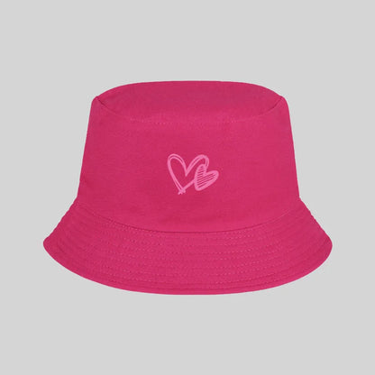Women's Solid Color Pink Heart Pattern Bucket Hat
