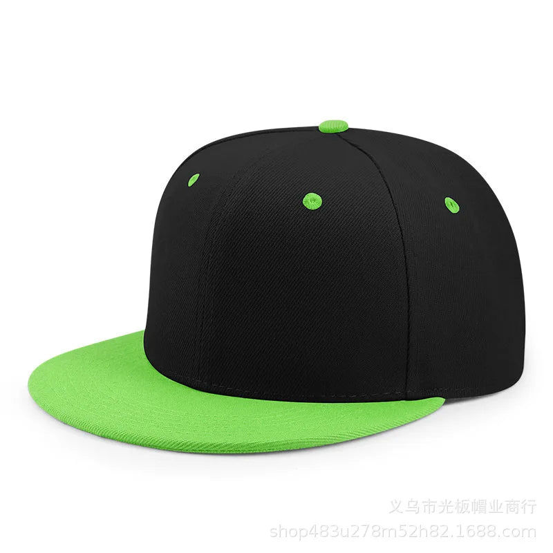 Unisex Hip Hop Solid Color Flat Brim Snapback Hats For Women